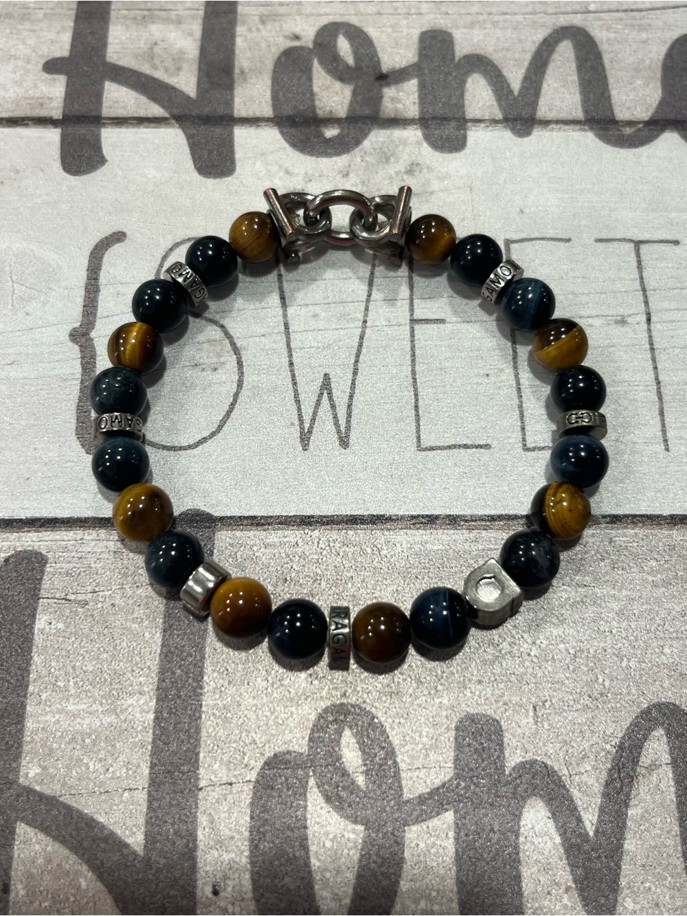 Ferragamo Tiger’s Eye & Hawk’s Eye Beadstone Bracelet